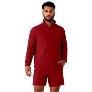 Alo Yoga Men’s Ripstop 1/4 Zip On-Set Jacket Bright Red Outdoor Active Size L